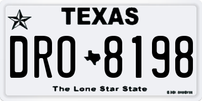 TX license plate DRO8198