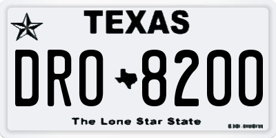 TX license plate DRO8200