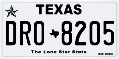 TX license plate DRO8205