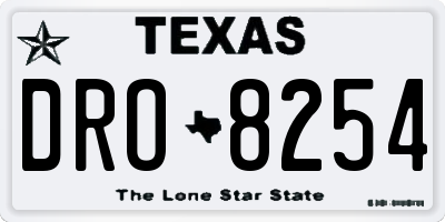 TX license plate DRO8254