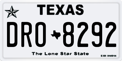 TX license plate DRO8292