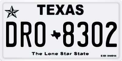 TX license plate DRO8302