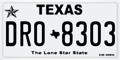 TX license plate DRO8303