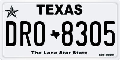 TX license plate DRO8305