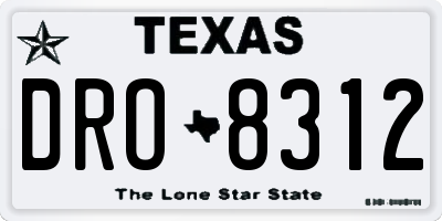 TX license plate DRO8312