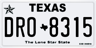 TX license plate DRO8315