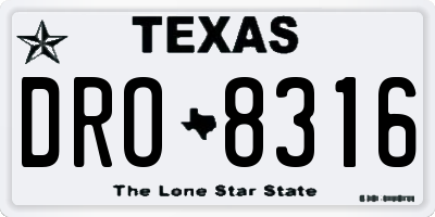 TX license plate DRO8316
