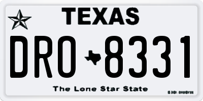 TX license plate DRO8331