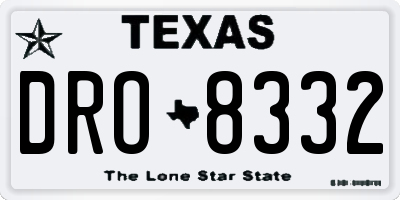 TX license plate DRO8332