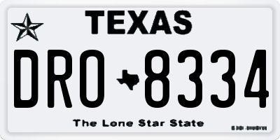 TX license plate DRO8334