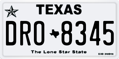 TX license plate DRO8345