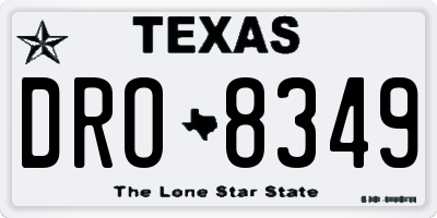 TX license plate DRO8349