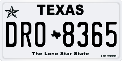 TX license plate DRO8365