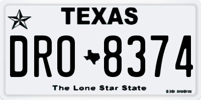 TX license plate DRO8374