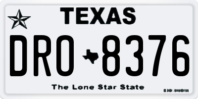 TX license plate DRO8376
