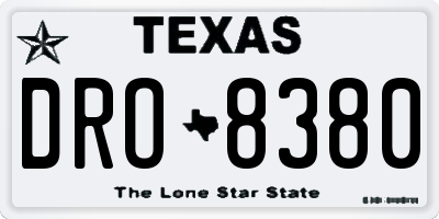 TX license plate DRO8380