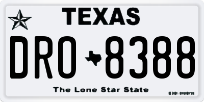 TX license plate DRO8388