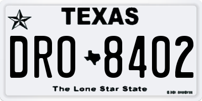 TX license plate DRO8402