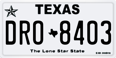 TX license plate DRO8403