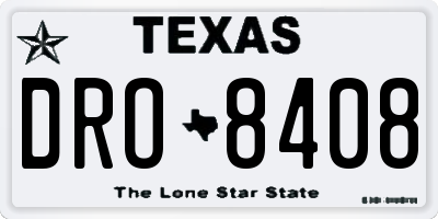TX license plate DRO8408