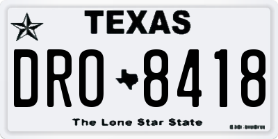TX license plate DRO8418