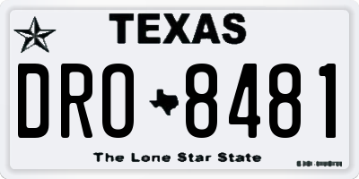 TX license plate DRO8481
