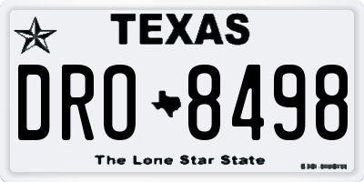 TX license plate DRO8498