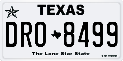 TX license plate DRO8499