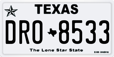 TX license plate DRO8533