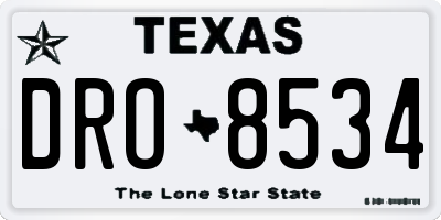 TX license plate DRO8534