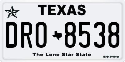 TX license plate DRO8538