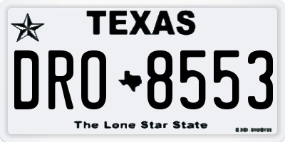 TX license plate DRO8553