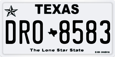 TX license plate DRO8583