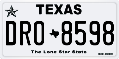 TX license plate DRO8598