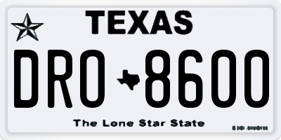 TX license plate DRO8600