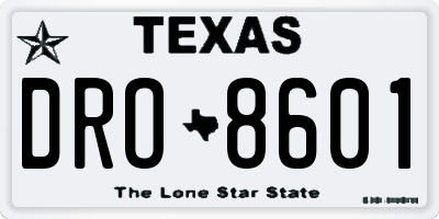 TX license plate DRO8601