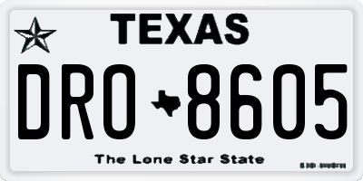 TX license plate DRO8605