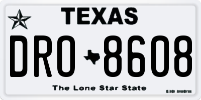 TX license plate DRO8608