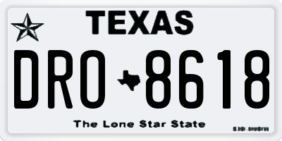 TX license plate DRO8618