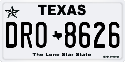 TX license plate DRO8626