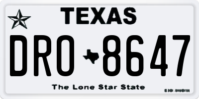 TX license plate DRO8647