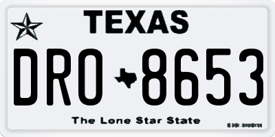 TX license plate DRO8653