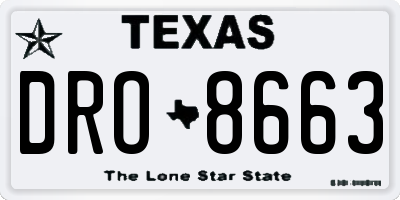 TX license plate DRO8663