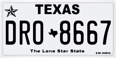 TX license plate DRO8667