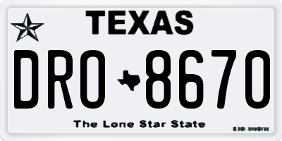 TX license plate DRO8670