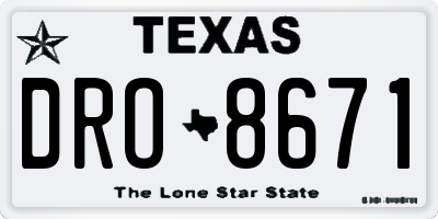 TX license plate DRO8671