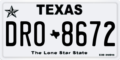 TX license plate DRO8672