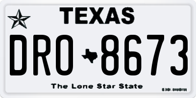 TX license plate DRO8673