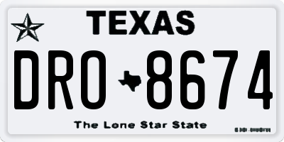 TX license plate DRO8674