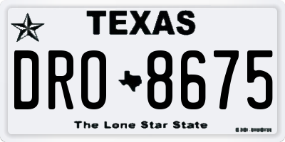 TX license plate DRO8675